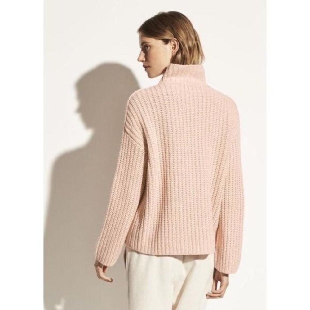 Vince Lofty Rib Knit Drop Sleeve Wool & Cashmere Blend Chunky Turtleneck Sweater - Picture 7 of 16